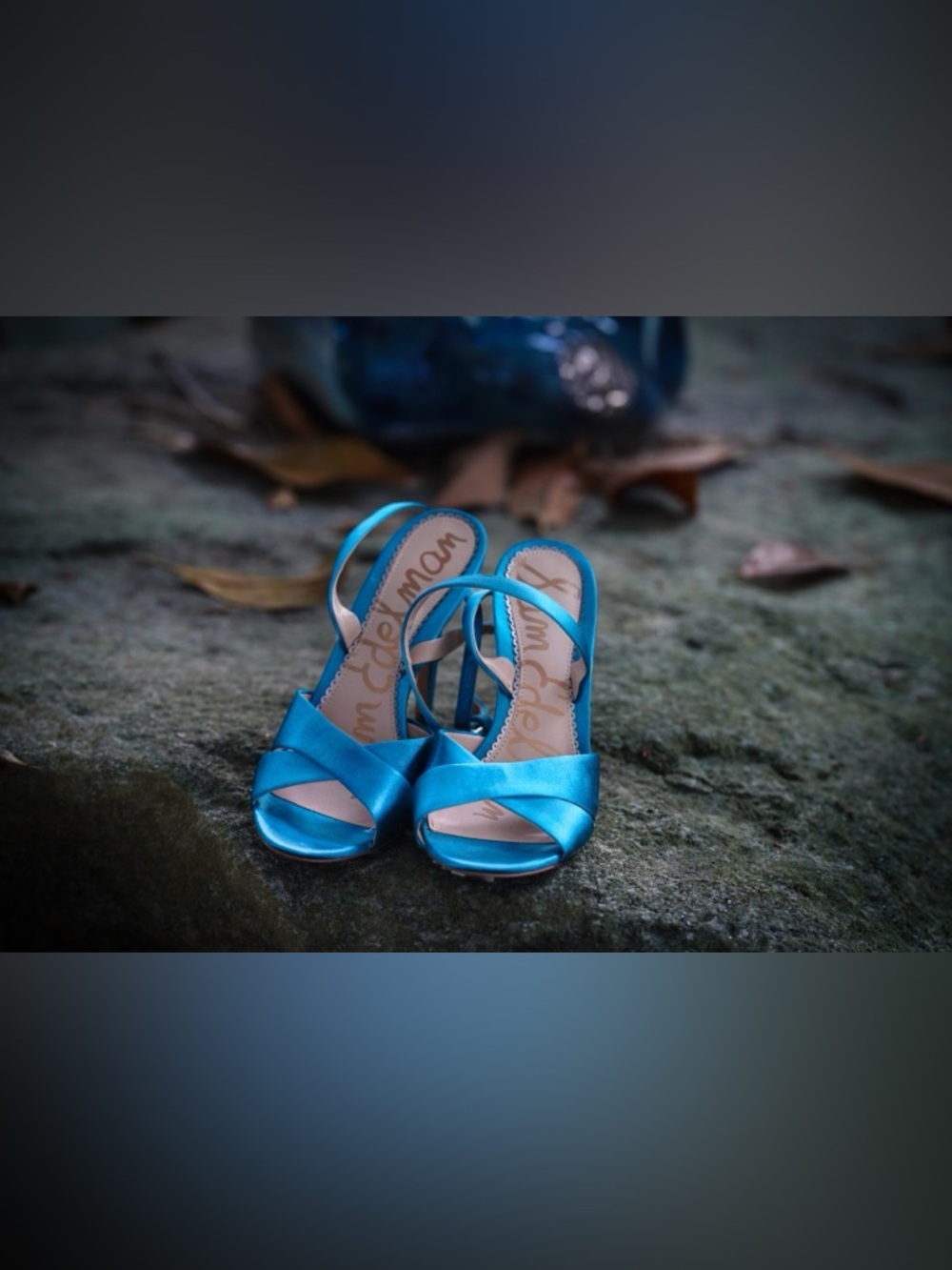 Sam Edelman Blue Satin Strappy Stiletto Sandals - Size 8 - Picture 2 of 10